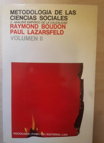 Portada del libro de Metodología de las Ciencias Sociales Vol.II Análisis empírico de la casualidad. Raymond Boudon. Laia
