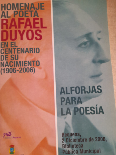 Portada del libro de Homenaje al poeta Rafael Duyos. Centenario de su nacimiento 1906-2006
