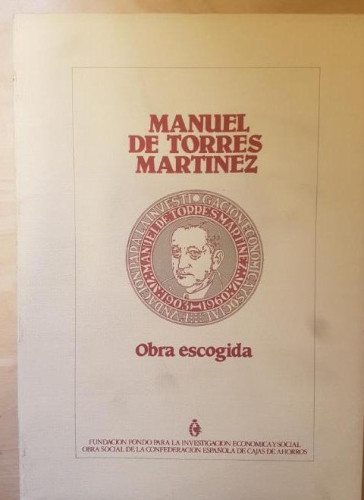 Portada del libro de OBRA ESCOGIDA MANUEL DE TORRES MARTÍNEZ. 1990