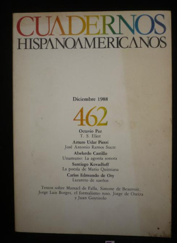 Portada del libro de CUADERNOS HISPANOAMERICANOS. 462. 1988