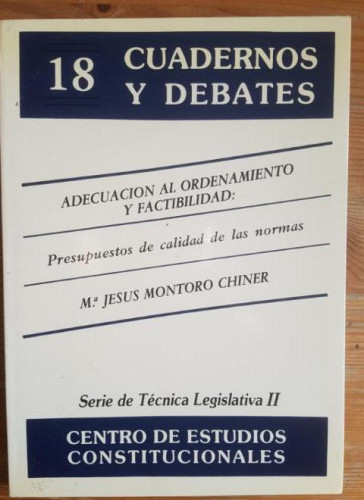 Portada del libro de Adecuacion al ordenamiento y factibilidad : ... calidad de normas