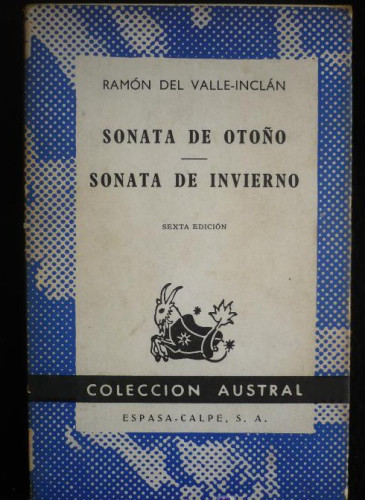 Portada del libro de SONATA DE OTOÑO. SONATA DE INVIERNO. RAMON DEL VALLE INCLAN. 1969 176 PAG