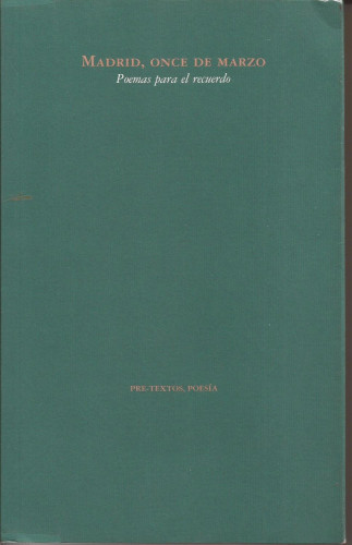 Portada del libro de Madrid, once de Marzo. Poemas para el recuerdo