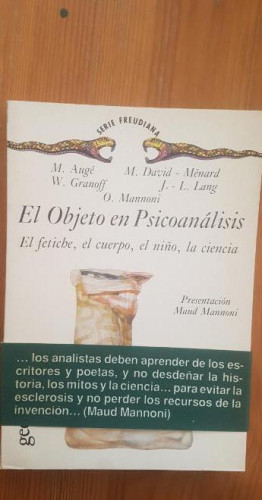 Portada del libro de Objeto En Psicoanalisis, El Auge, Marc Y Otros. GEDISA 1987 178pp