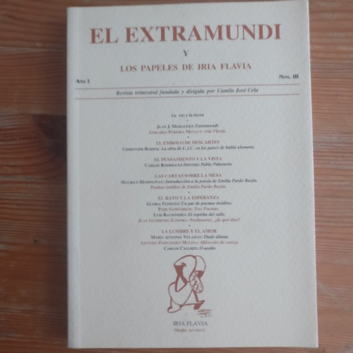 Portada del libro de El extramundi y los papeles de Iria Flavia. AÑO I Núm III. 1995 170pp