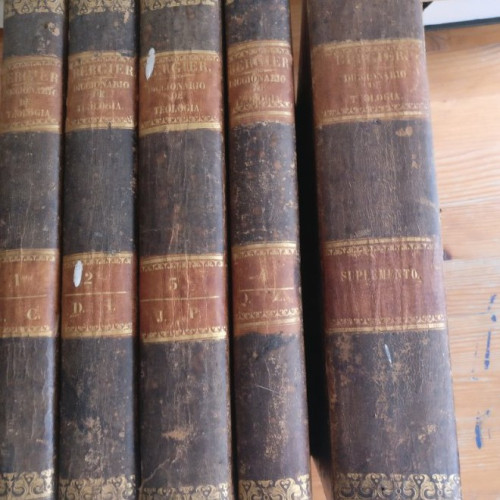 Portada del libro de DICCIONARIO DE TEOLOGIA. 5 TOMOS ABATE BERGIER PRIMITIVO FUENTES, MADRID (1847) CON APÉNDICE