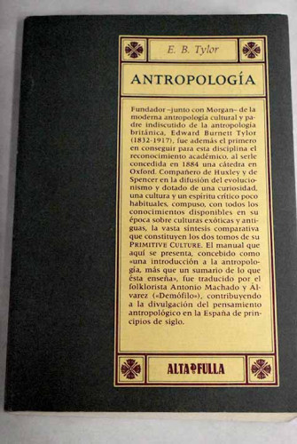 Portada del libro de Antropología : introducción al estudio del hombre y de la civilización