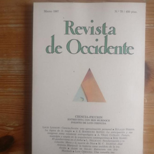 Portada del libro de REVISTA DE OCCIDENTE. CIENCIA FICCION. MURDOCH Y CERNUDA. Nº 70 1987