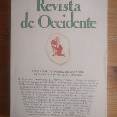 Portada del libro de REVISTA DE OCCIDENTE. CIEN AÑOS DE POESIA EN ESPAÑOL. Nº 86 y 87 1988