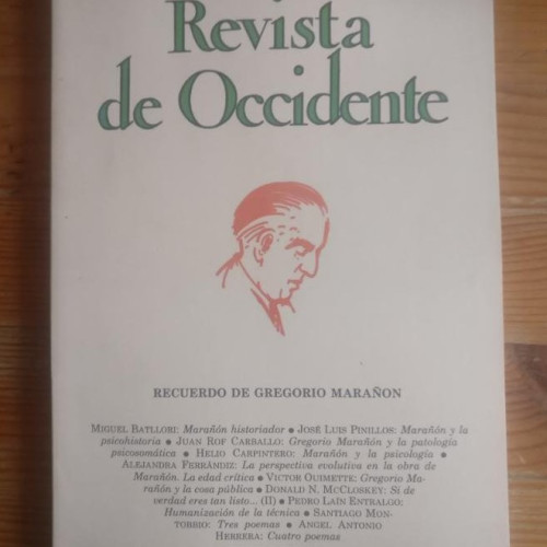 Portada del libro de REVISTA DE OCCIDENTE. RECUERDO DE GREGORIO MARAÑÓN. Nº 84 1988