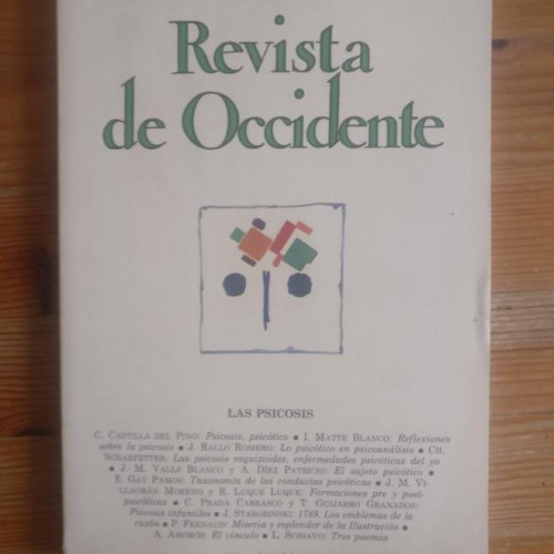 Portada del libro de REVISTA DE OCCIDENTE . PSICOSIS nº 88 1988