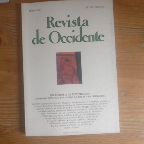 Portada del libro de REVISTA DE OCCIDENTE. EN TORNO A LA ILUSTRACIÓN. Nº 82 MARZO 1988