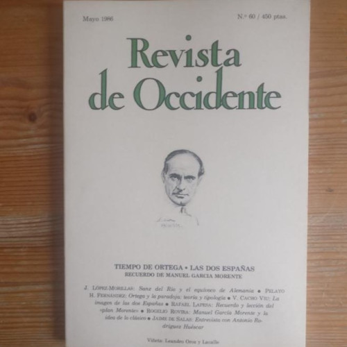 Portada del libro de REVISTA DE OCCIDENTE. TIEMPO DE ORTEGA. LAS DOS ESPAÑAS. Nº 60. 1986