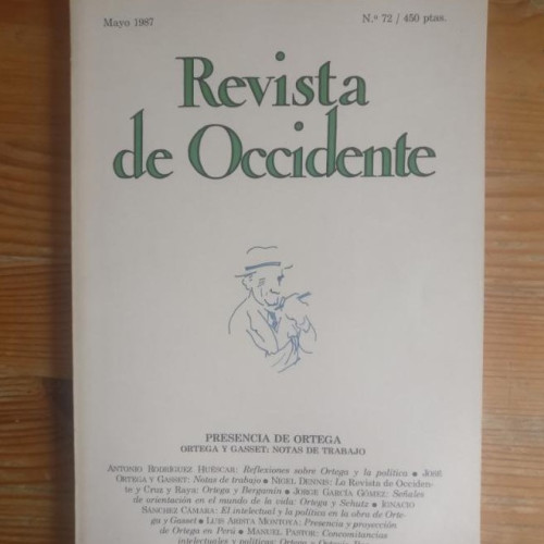 Portada del libro de REVISTA DE OCCIDENTE. PRESENCIA DE ORTEGA. Nº 72 1987