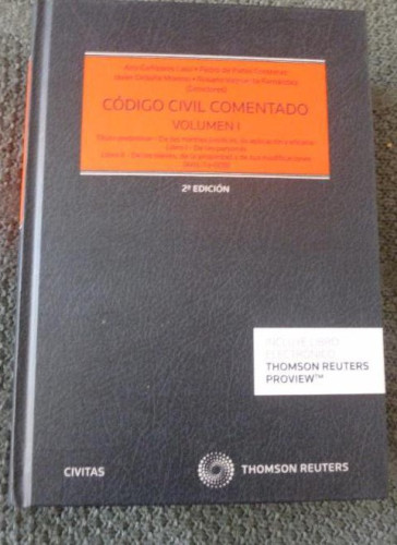 Portada del libro de Codigo civil comentado volumen 1 2'ed CaÑizares Ana Editorial: Civitas Ediciones (2016) 2385pp