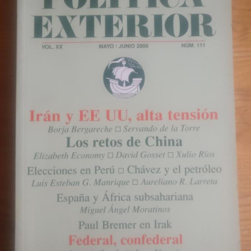 Portada del libro de Irán y EEUU alta tensión. Política Exterior nº 111 Vol XX. Mayo Junio 2006
