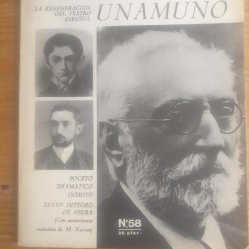 Portada del libro de PRIMER ACTO. Nº 58 Unamuno. La regeneración del teatro español