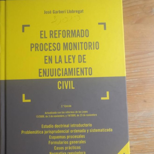 Portada del libro de El reformado proceso monitorio en la Ley de Enjuiciamiento…