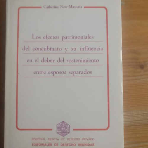 Portada del libro de LOS EFECTOS PATRIMONIALES DEL CONCUBINATO Y SU INFLUENCIA EN EL DEBER DEL SOSTENIMIENTO ENTRE ESPOSO