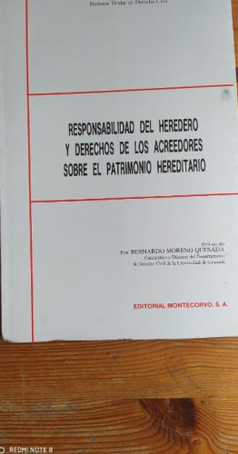 Portada del libro de Responsabilidad del heredero y derechos de los acreedores sobre el patrimonio hereditario. González