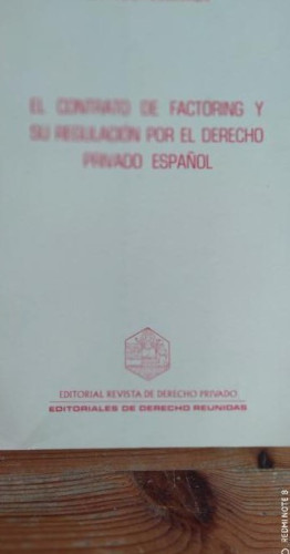 Portada del libro de EL CONTRATO DE FACTORING Y SU REGULACIÓN POR EL DERECHO PRIVADO ESPAÑOL ( 1976 )