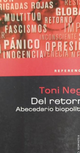 Portada del libro de Del retorno (abecedario biopolitico)