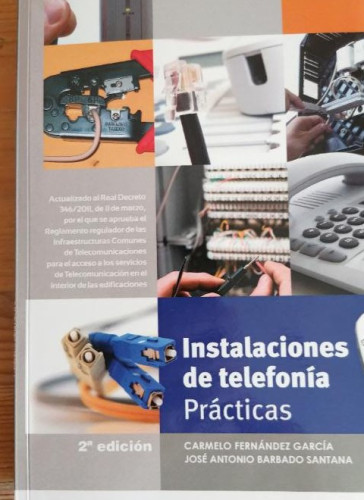 Portada del libro de Instalaciones de telefonía. Prácticas