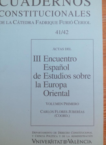 Portada del libro de Cuadernos constitucionales de la Cátedra Fadrique Furió Ceriol nº 43 y 44. Estudios sobre europa ori
