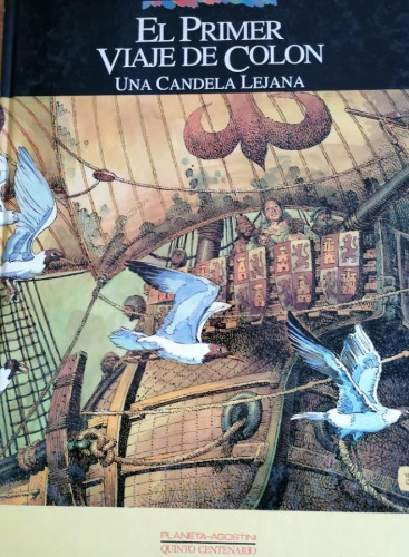 Portada del libro de El primer viaje de Colón. Una candela lejana. Palacios. Edición especial 5 centenario. 1991 54pp