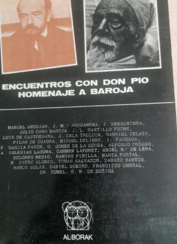 Portada del libro de Encuentros con Don Pio: Homenaje a Baroja - VVAA