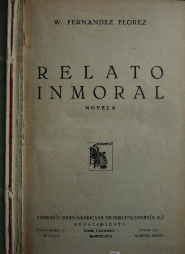 Portada del libro de RELATO INMORTAL.EL SECRETO DE BARBA AZUL W.FERNANDEZ FLOREZ. 1930. 590 PAG.