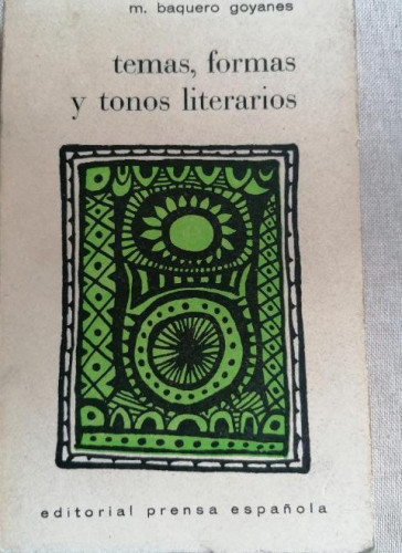 Portada del libro de Temas, formas y tonos literarios