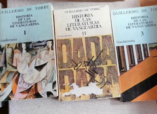 Portada del libro Historia de las literaturas de vanguardia. Guillermo de Torre. Ediciones Guadarrama, 3 VOL.1974