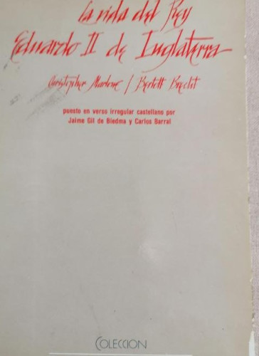 Portada del libro de La vida del Rey Eduardo II de Inglaterra. Puesto en verso irregular castellano Gil de Bied-Barrañ