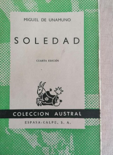 Portada del libro de soledad. unamuno. austral