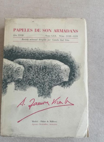 Portada del libro de Papeles de son armadans. AÑO XVIII Tomo LXX. 1958 414pp ALONSO ZAMORA VICENTE