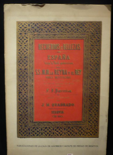 Portada del libro de RECUERDOS Y BELLEZAS DE ESPAÑA BAJO LA REAL PROTECCION LA REYNA. SEGOVIA. ED.FACSIMIL. 1977